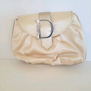 Christian Dior Parfums Bag Make Pouch Satine Logo Champagne Tan Small Glam